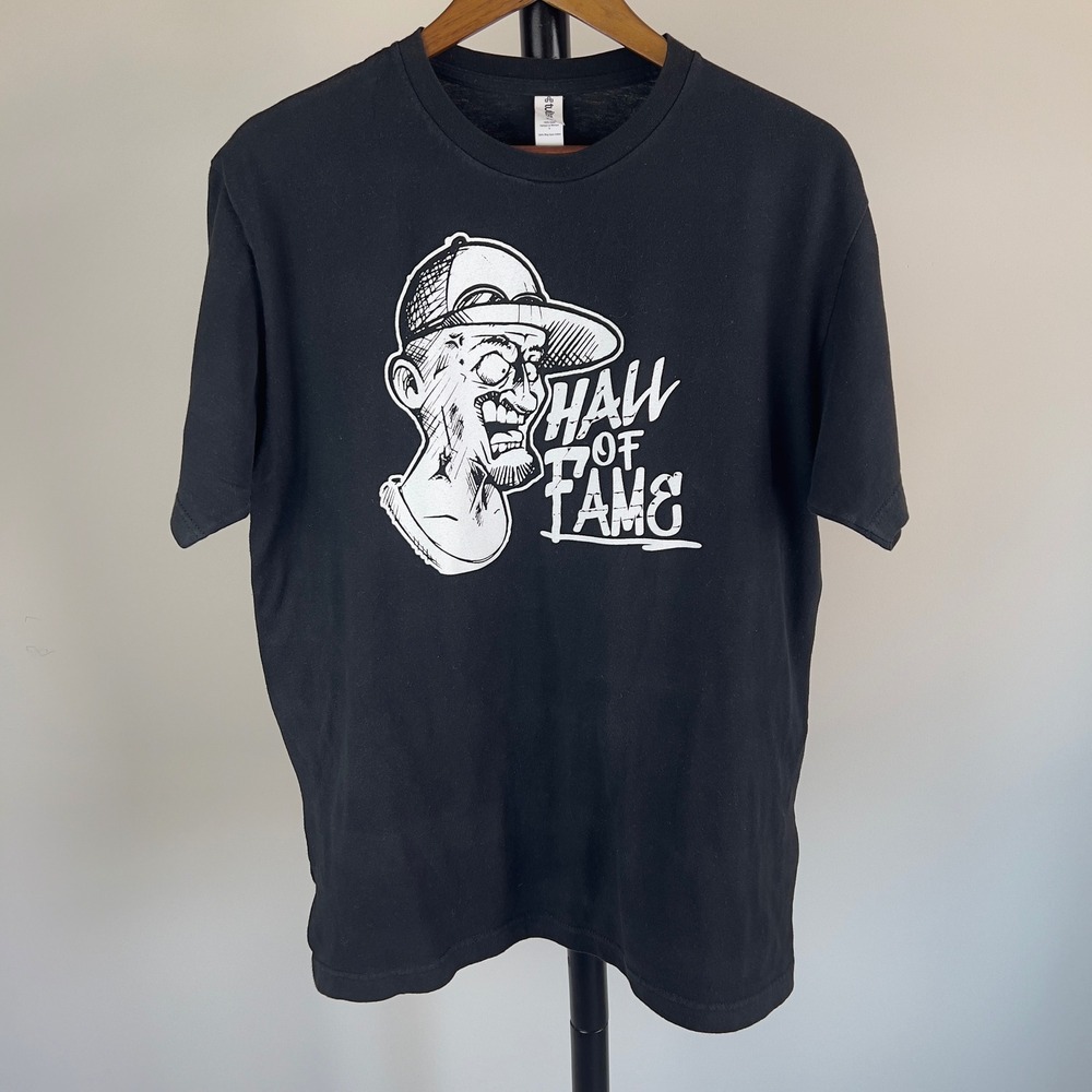 Tultex Hall of Fame Graphic Tee Mens Large Black Short Sleeve Streetwear T-Shirt